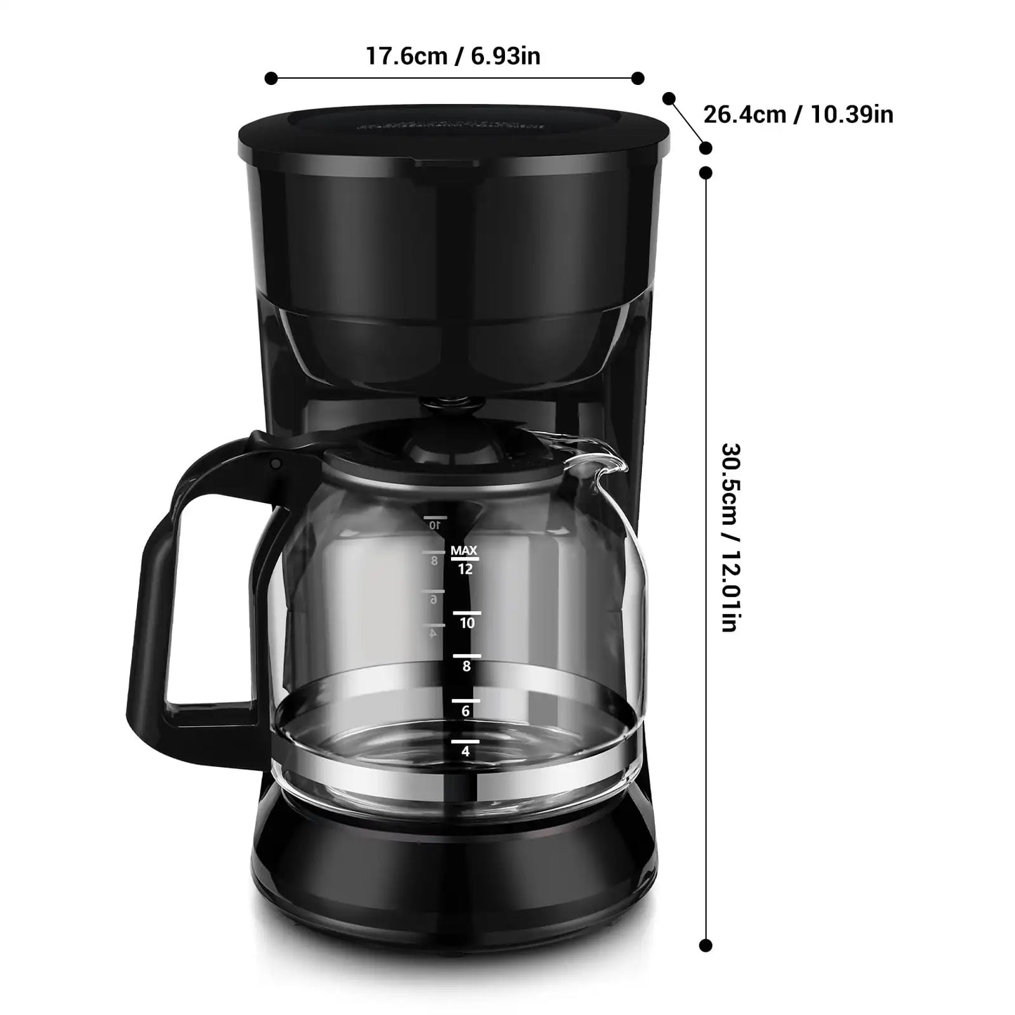 Enjoy a smooth, rich, satisfying cup of coffee with the Black 12-Cup Drip Coffee Maker with Removable Filter Basket