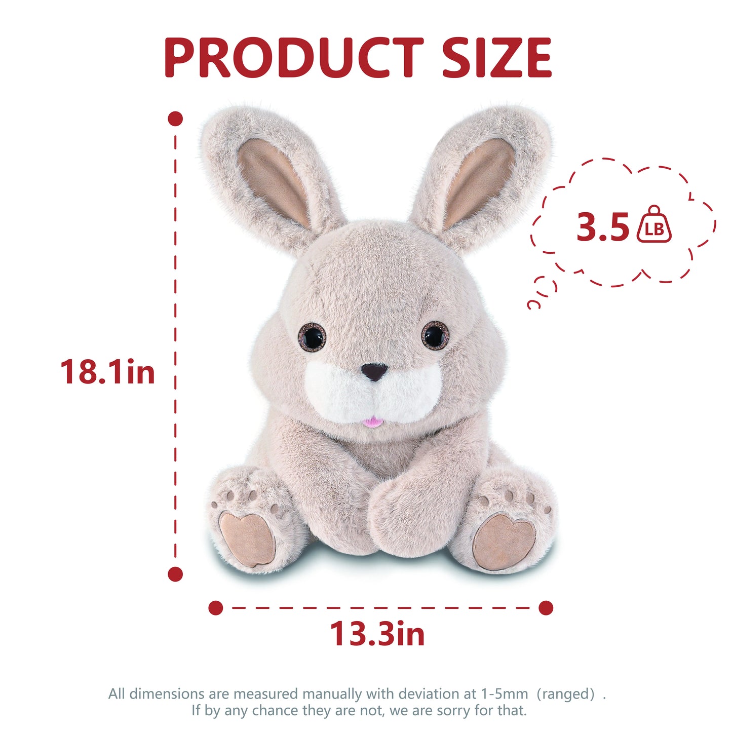 Niuniu Daddy 35cm 3.5lb Weighted Bunny Stuffed animals, Anxiety Relief Sensory Plush for Kids/Adults, Birthday/Christmas Gifts